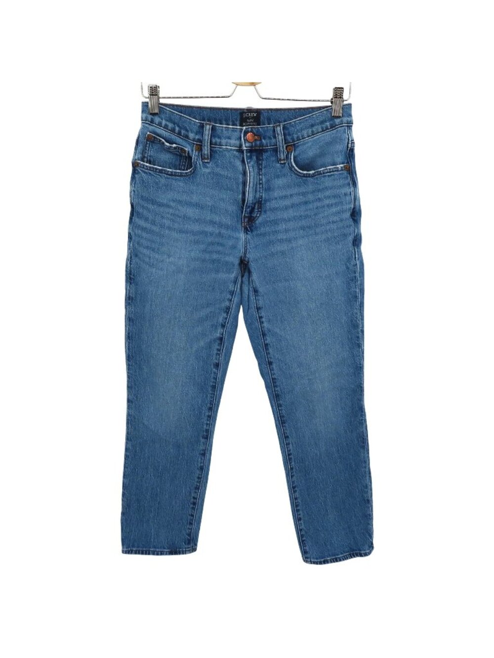 J Crew Women 26 Slim Boyfriend Whiskered Blue Denim Jeans Cotton Blend Pockets
